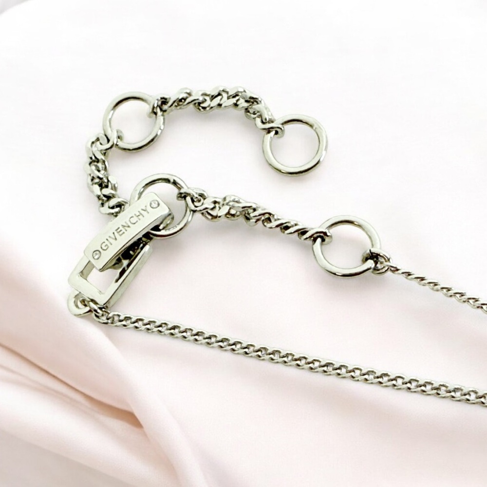 Givenchy Crystal Circle Link Necklace Silver Tone - image 5